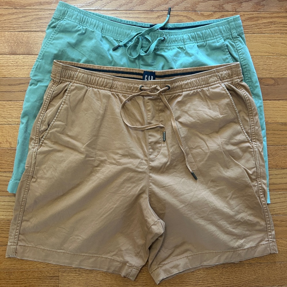 Gap Shorts Men's Size XL Tan Green Drawstring Waist Pull-On Shorts Pockets